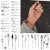 10pcs Women's Girl Text Flower Temporary Tattoos German Tattoo Realistic Line Art Waterproof Minimalist Fake Tattoos