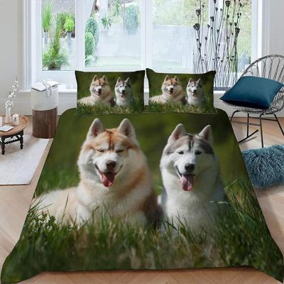 Kawaii Dog Duvet Cover Set Cute Dog Animal Bedding Set For Kids Cartoon Puppy Pug Comforter Covers 1 Quilt Cover 2 Pillowcases