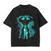 Summer Fashion 100% Cotton Washed Acid T-shirts  Great Eight Islands of Japan Tuna Fish Vintage Wash Japanese Design Tees