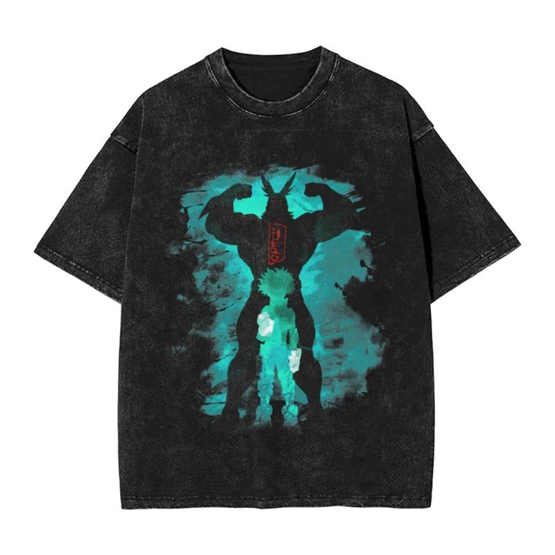 Summer Fashion 100% Cotton Washed Acid T-shirts  Great Eight Islands of Japan Tuna Fish Vintage Wash Japanese Design Tees