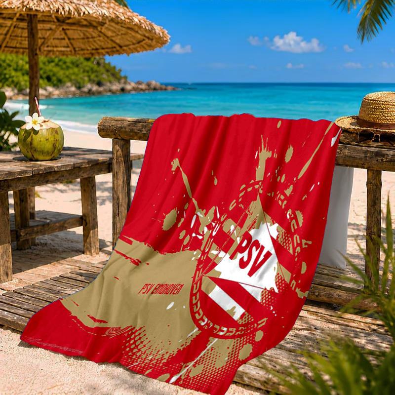 Asciugamano da Spiaggia con Stemma Psv Eindhoven in Microfibra, Leggero e Asciugatura Rapida, per Viaggi Estivi, Piscina, Regalo di Compleanno