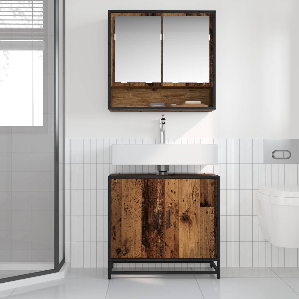 Waschbeckenunterschrank Altholz-Optik 65 x 33 x 60 cm Holzwerkstoff