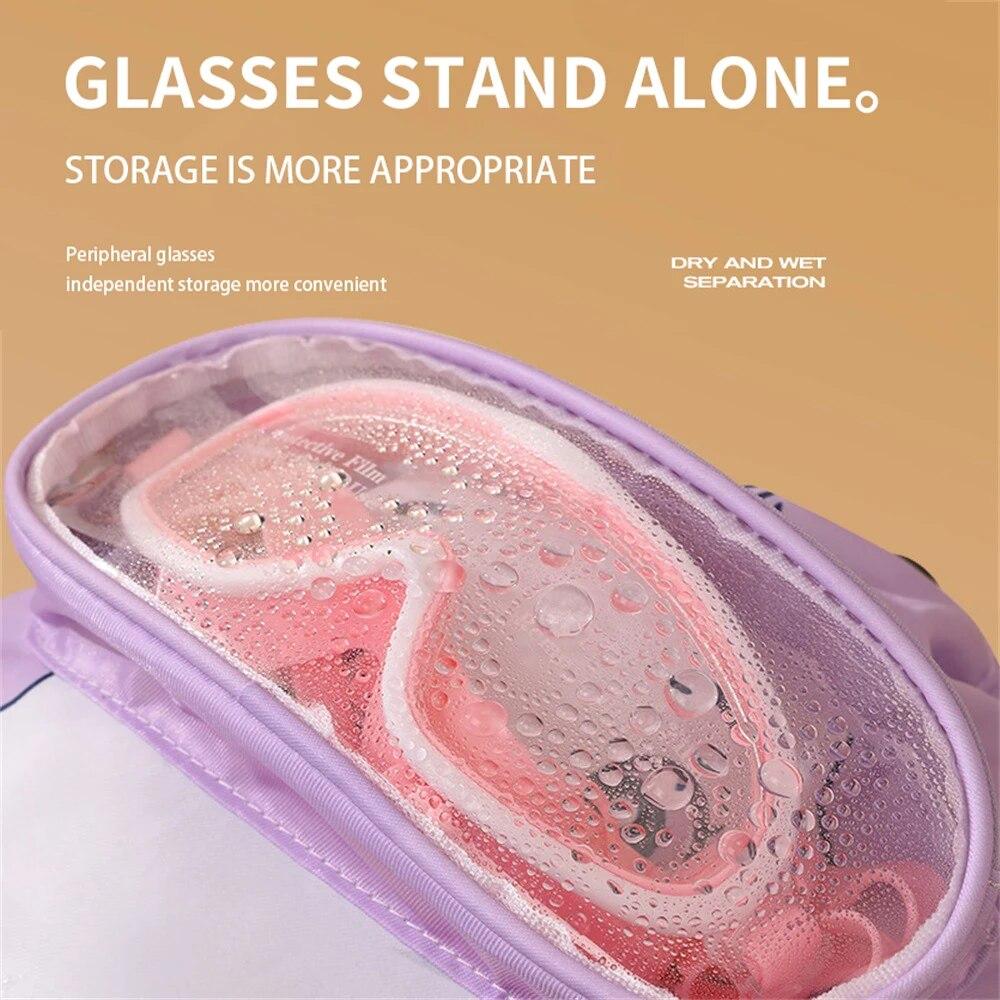 Sac de natation dessin animé, trousse de toilette de fitness grande capacité, sac de rangement de douche à séparation sec/humide, sac à dos portable pour enfants zwq