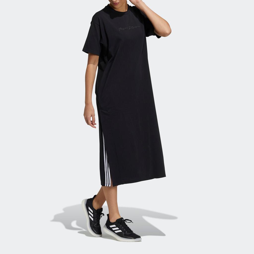 adidas W Fi Tee Dress Casual Sports Round Neck Comfortable Short Sleeve Dress Women Dresses Black GV1848