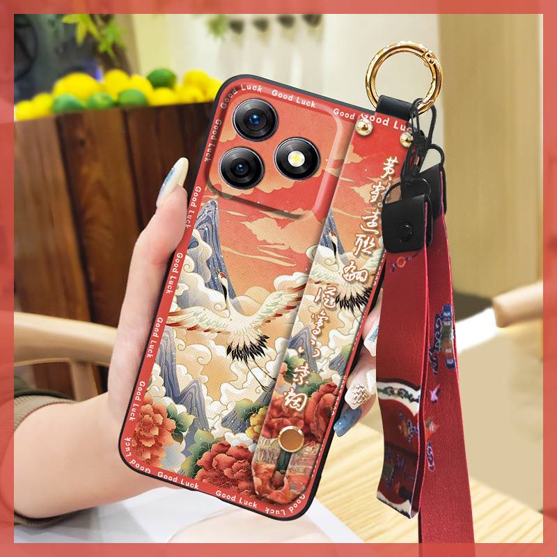Silicone Fashion Phone Case For Ulefone Note18 Ultra Dirt-resistant Durable Lanyard Protective Back Cover Ring Kickstand