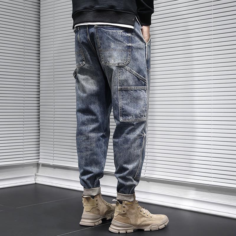 Herren Retro Koreanischer Stil Locker Geschnittene Workwear Jeans: Herbst/Winter Trend, Schmaler Harem Gerades Bein Design