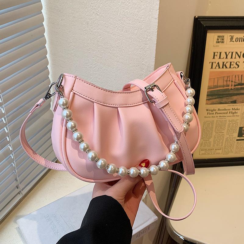 Popular Women Summer Crossbody Bags Fashion Beaded Pearly Single Shoulder Underarm Bags Casual Female Messenger Bag
