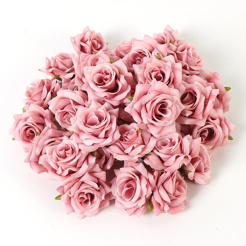 5/10Pcs Handmade Rose Artificial Flower Head Christmas Home Room Decoration Craft Flower Wreath For Parties Brides Wedding Decor