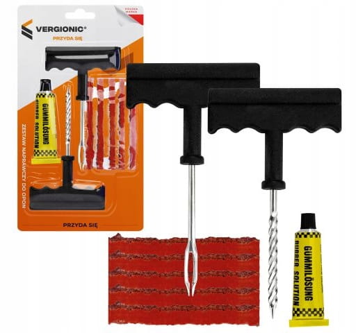 Tire Puncture Repair Kit, Rope, Reamer, Glue, Awl