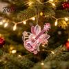 Festival Decorative Ornaments Pink Guitar Butterfly Ornament, Acrylic Music Hanging Decor with Rose Themed Christmas Decorations And Quote,