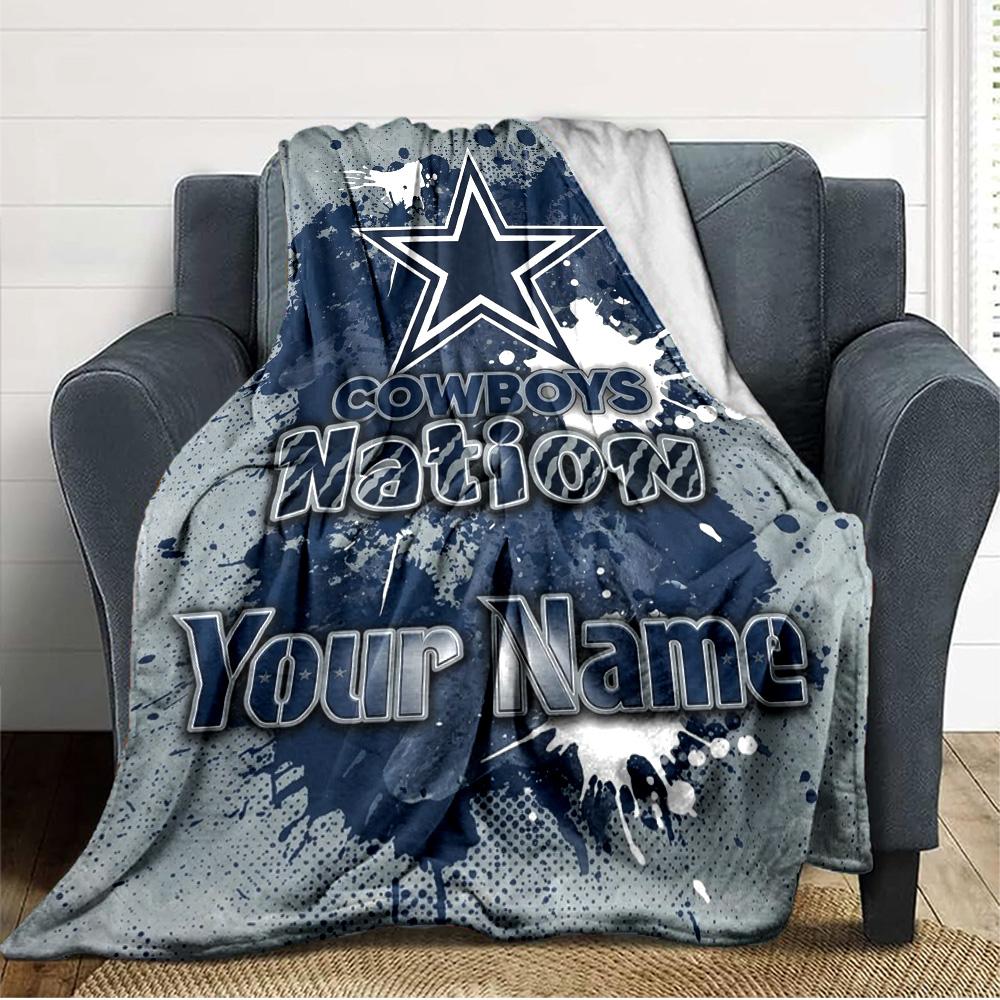Name Custom Dallas Cowboys Print Flannel Blanket High Quality Warm Comfortable Cover for All Seasons Perfect for Gifts Home Decor