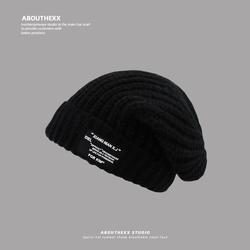 

Теплая толстая вязаная шапка, которая хорошо смотрится на лице, универсальная повязка на голову для защиты ушей и крутая шапка для мужчин M（56-58cm）