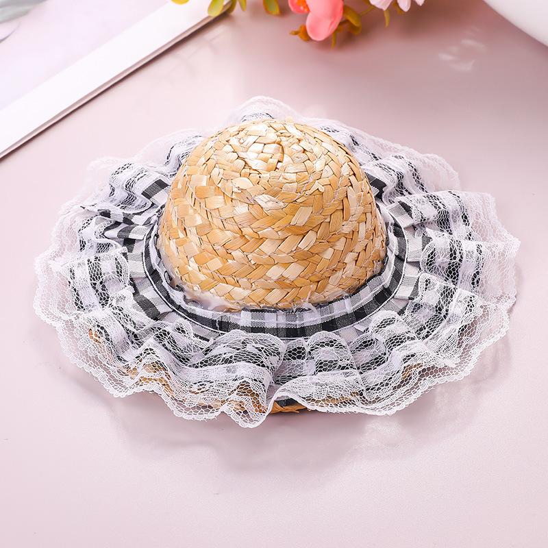 Popular Korean Straw Hat Foreign Style Farmer Hat Sun Hats Pet Cat Funny Retro Cute Bow Fashion Pet Products