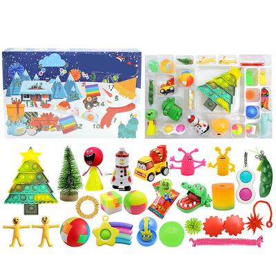 Christmas Advent Calendar Countdown Blind Box Toy Push Bubble Stress Relief Pendant Toy Surprise Gif