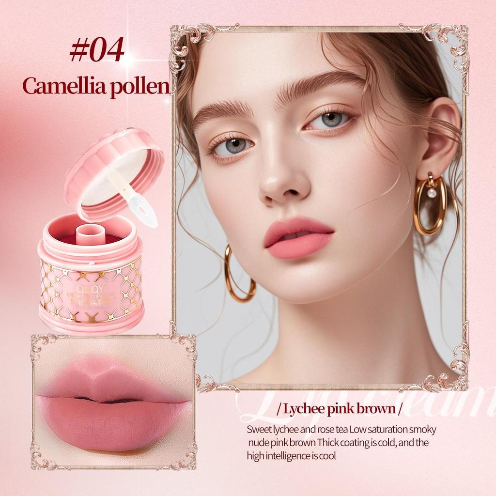 QXQY Cremiger Kuchen Lippencreme Samtmatt Einfach aufzutragen Make-up Farbhaltender Lippenstift Für Anfänger