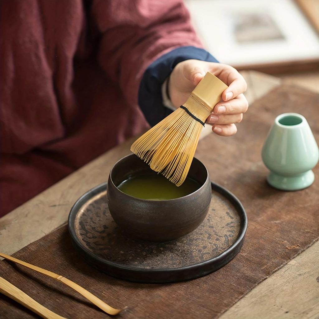 Golden Bamboo Matcha Whisk, 100 Prongs Traditional Japanese Chasen Stirrer