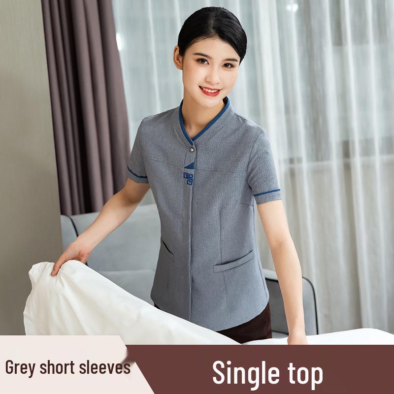 Women's Short Sleeve and Long Sleeve Summer Hotel Cleaning Uniform for Room Service and Property Management