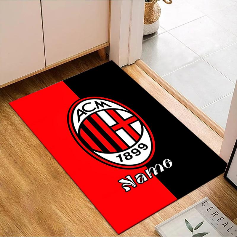 Custom Name Milan Team Crest Rug Game Carpet, Floor Mat for Bedroom Living Room Entryway Rug, Home Decor Idea Gift for Christmas Birthday