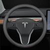 Leather Car Steering Wheel Cover For Tesla Model 3 Y S X      2024 36-38 CM Black Auto Interior Accessories
