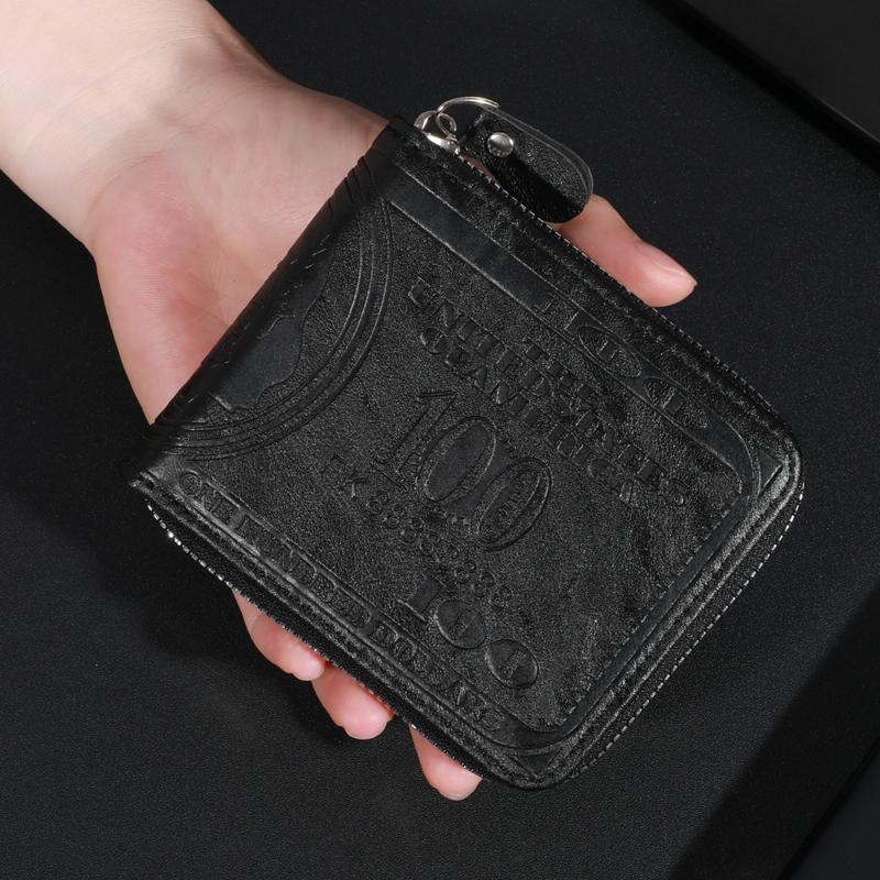 

Fashionable Men s Leather Wallet with US Dollar Design - Spacious & Stylish with Po Card Holder for Everyday Use