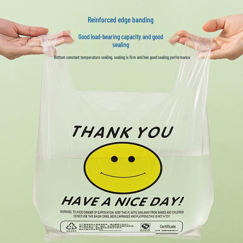 Kelibang Transparent Smiley Face Vest Garbage Bags