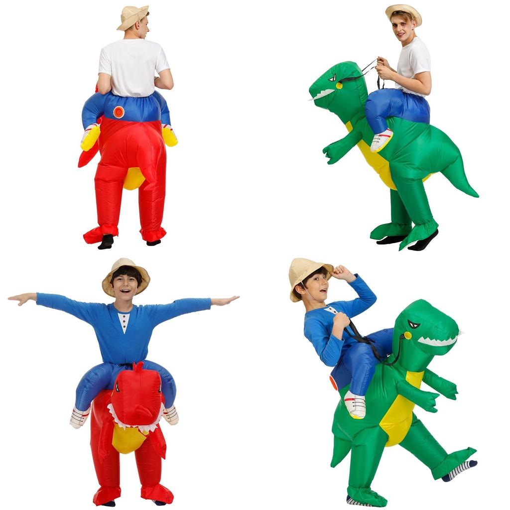 Levendig Opblaasbaar Dinosauruskostuum Voor Volwassenen En Kinderen Perfect Voor Halloweenfeesten