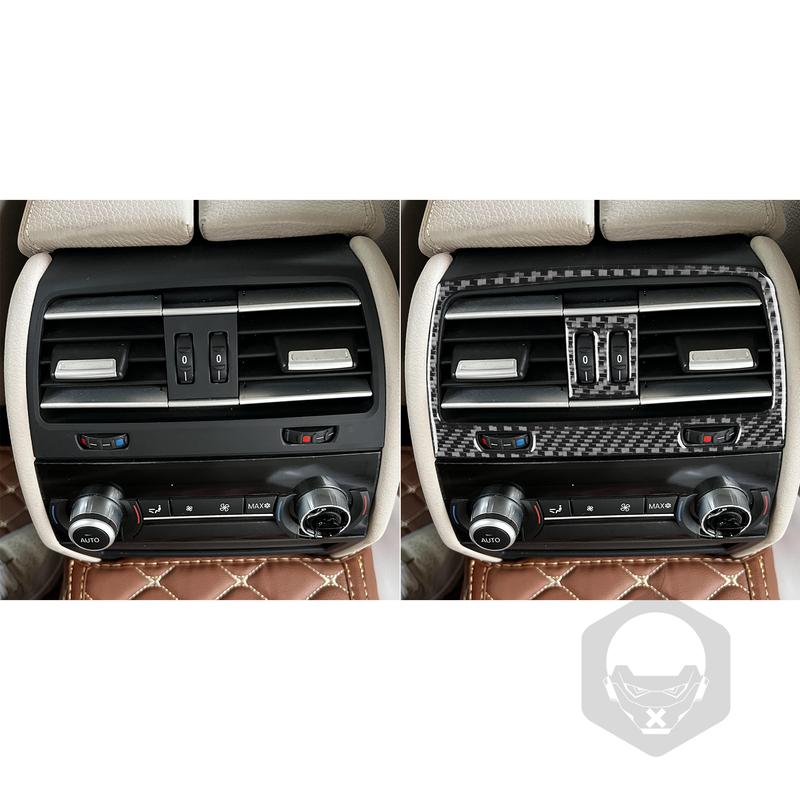 Carbon Fiber Car Accessories Rear Air Vent Interior Trim Cover Soft Sticker For BMW 7 Series F01 730li 740li 750li 2009-2014