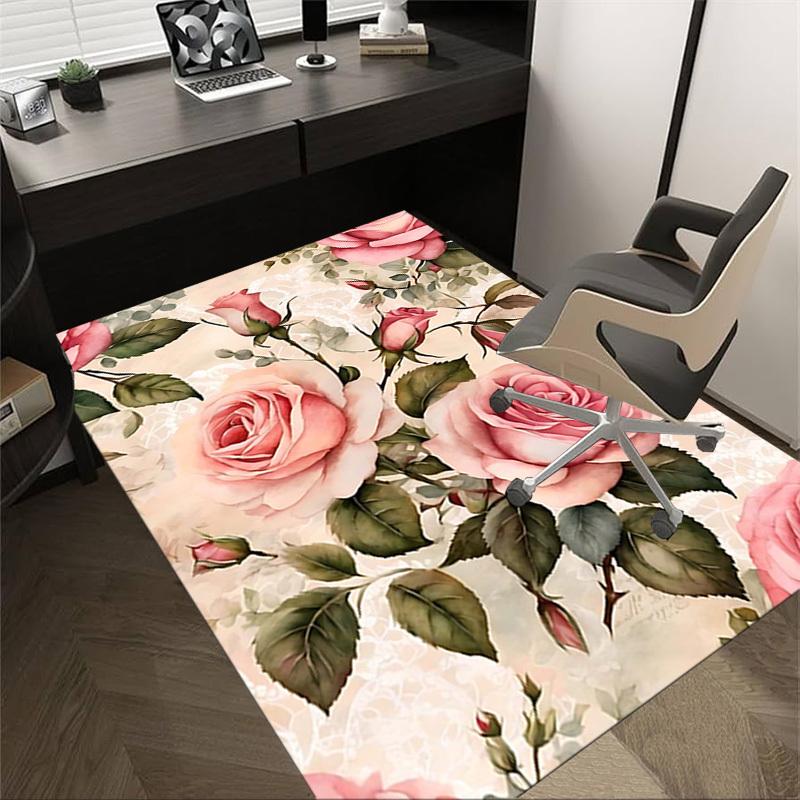 1PC Rose Lace Extra Large Non Slip Floor carpet, Office, family, bedroom, Studio Large Area Rug Indoor Rugs, Vibrant Colors