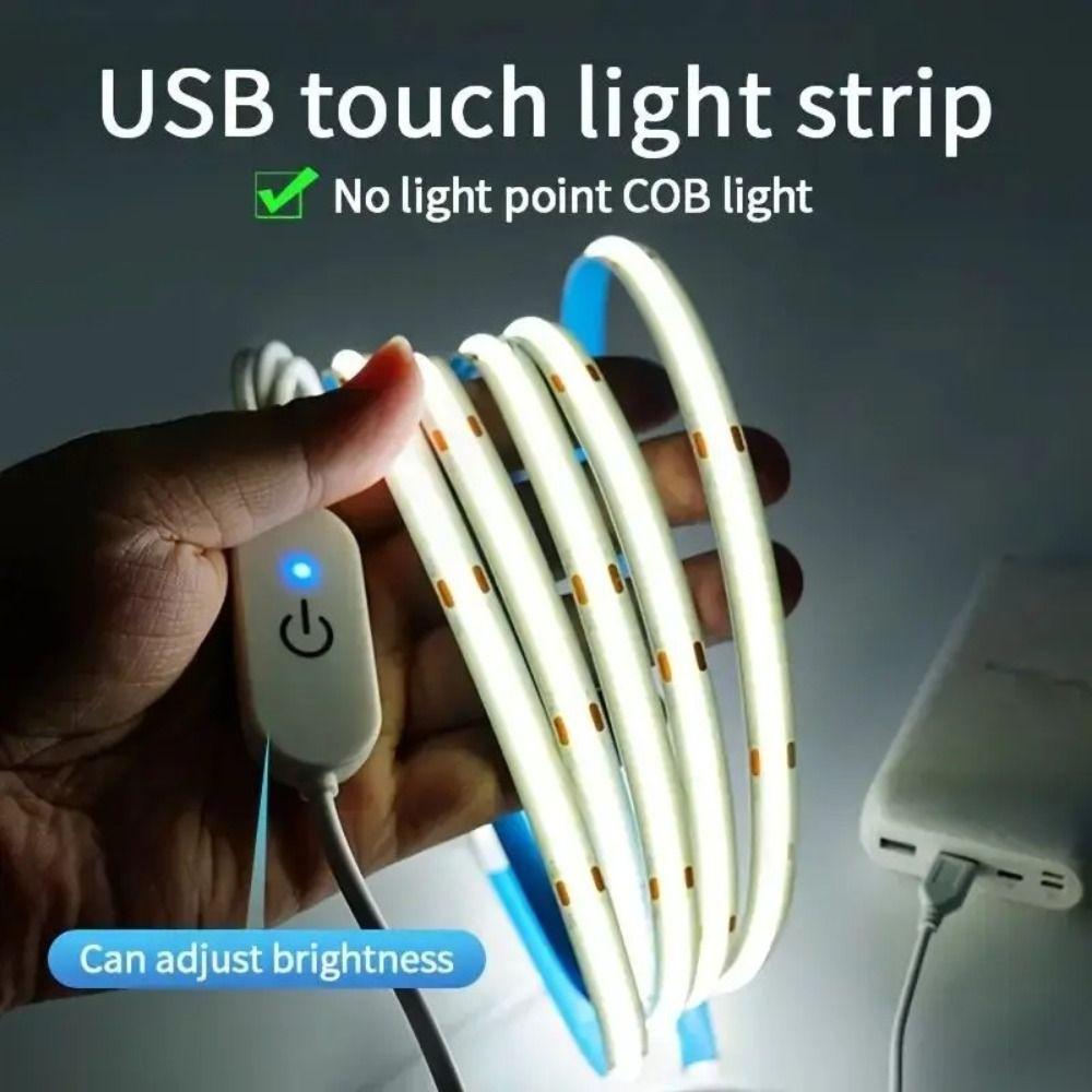 New Touch Dimmer COB Lights 5V USB Linear LED Strip TV Mirror Backlight Room DIY