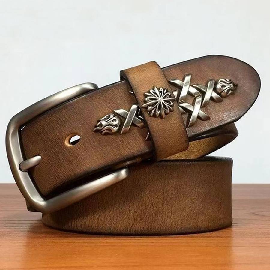 

Men s Leather Belt New Male Waistband Ceinture Hommes Leather Belts for Men Width:38mm Accessories Belts 125cm коричневий