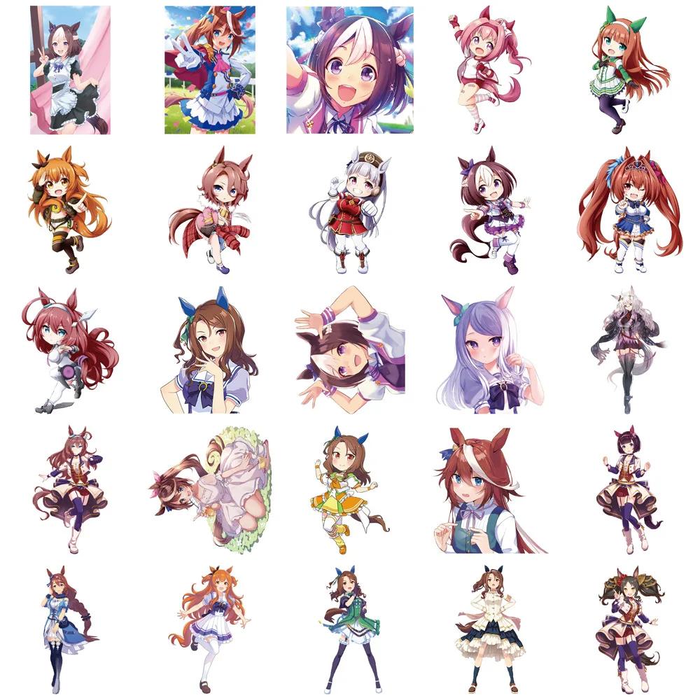 50 Stück Uma Musume Pretty Derby Spiel Graffiti Aufkleber Anime Mädchen Cartoon Aufkleber für Gitarre Telefon Gitarrenbecher Skateboard Spielzeug