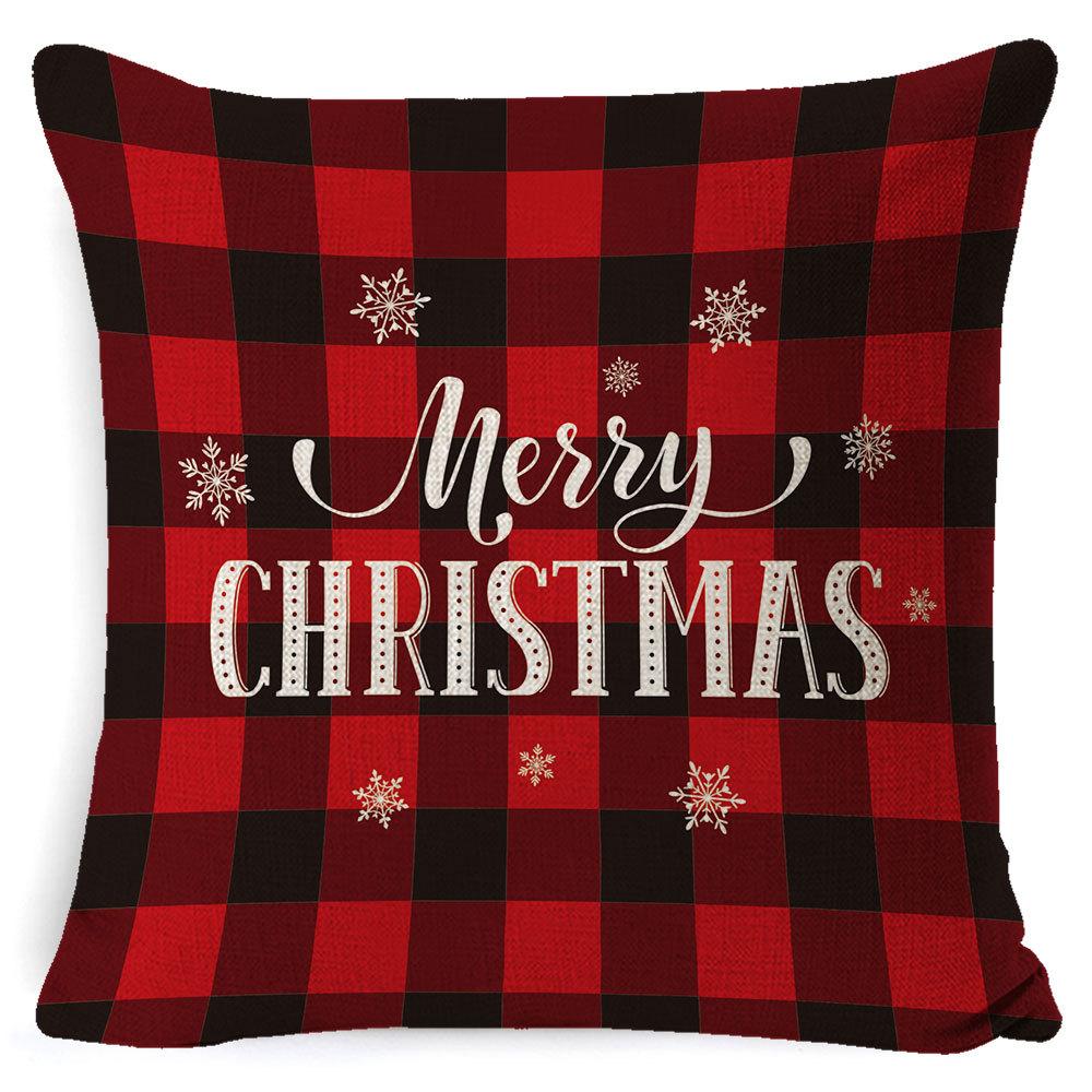 Christmas Pillow Cover Home Sofa Cushion Elk Letter Print Cushion Cover Christmas Atmosphere