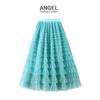 Fairy White Tulle Pleated Long Midi Skirt for Women - Spring/Autumn 2024 Collection.