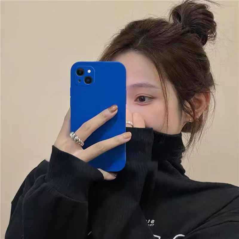 Applicable To Apple 17 Straight Edge Rubik's Cube Fine Hole 15plus Mobile Phone Case Liquid Silicone 14Pro Solid Color 13/12/16 X