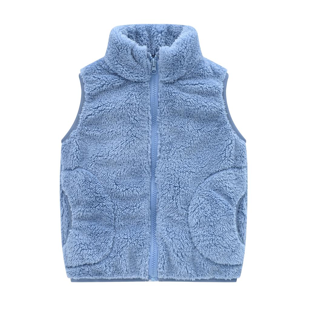 Lässige warme Samtweste für Jungen und Mädchen in mittlerer und großer Kindergröße, koreanische Version mit Taschen, Stehkragen, Pulloverweste, Jacke