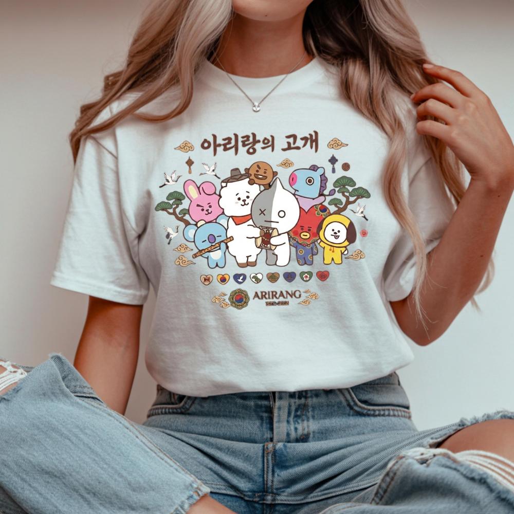 BTS BT21 Cute Graphics Unisex Shirt Kpop Korean Style 2026 Summer New Cotton Men's Women's Y2k Streetwear Tshirt Fan Gift