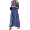 Women's Long Sleeve Maxi Dress in Solid Colors - Olive Green, Black, Wine Red, Gray, Blue, Green