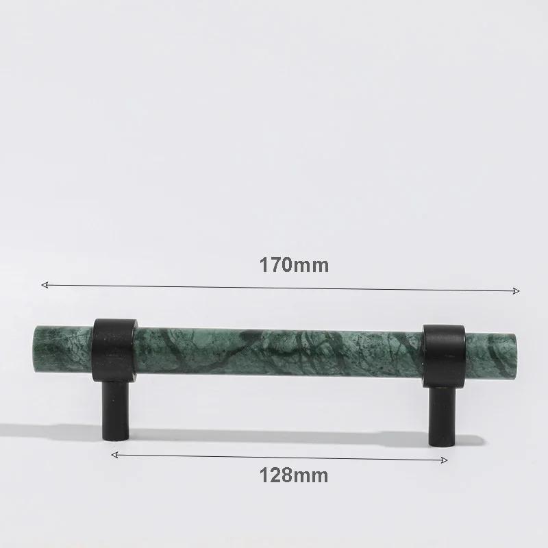 Grüner Schrank Marmorgriff Schwarze Messingbeschläge Kleiderschrankgriff Naturstein Schubladenknöpfe Möbel Stangengriff