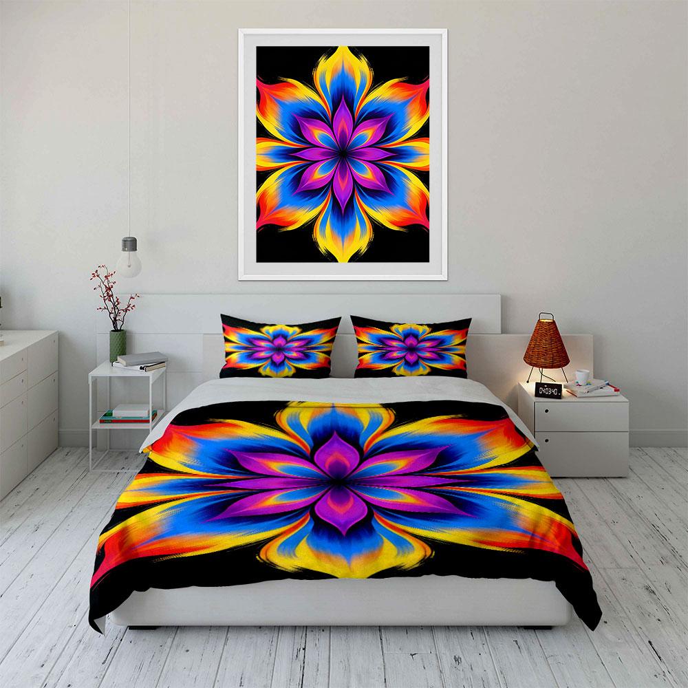 Vibrant multicolor floral motif. Bedding sets Duvet cover sets Duvet covers Pillowcases(1* Duvet Cover 2* Pillowcases without duvet insert)