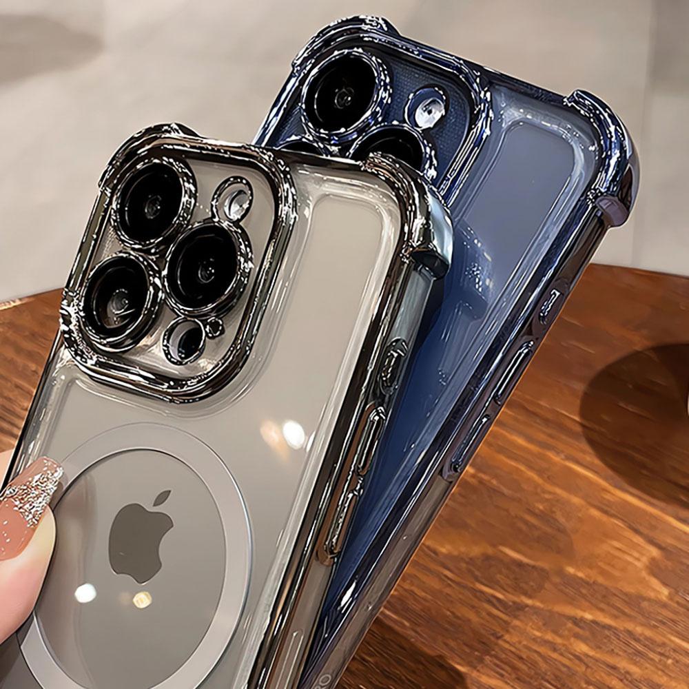 For Magsafe Shockproof Plating Phone Case For iPhone 16 15 14 13 12 11 Pro Max Plus Cover For Iphone 16 Pro Max Magnetic Cases