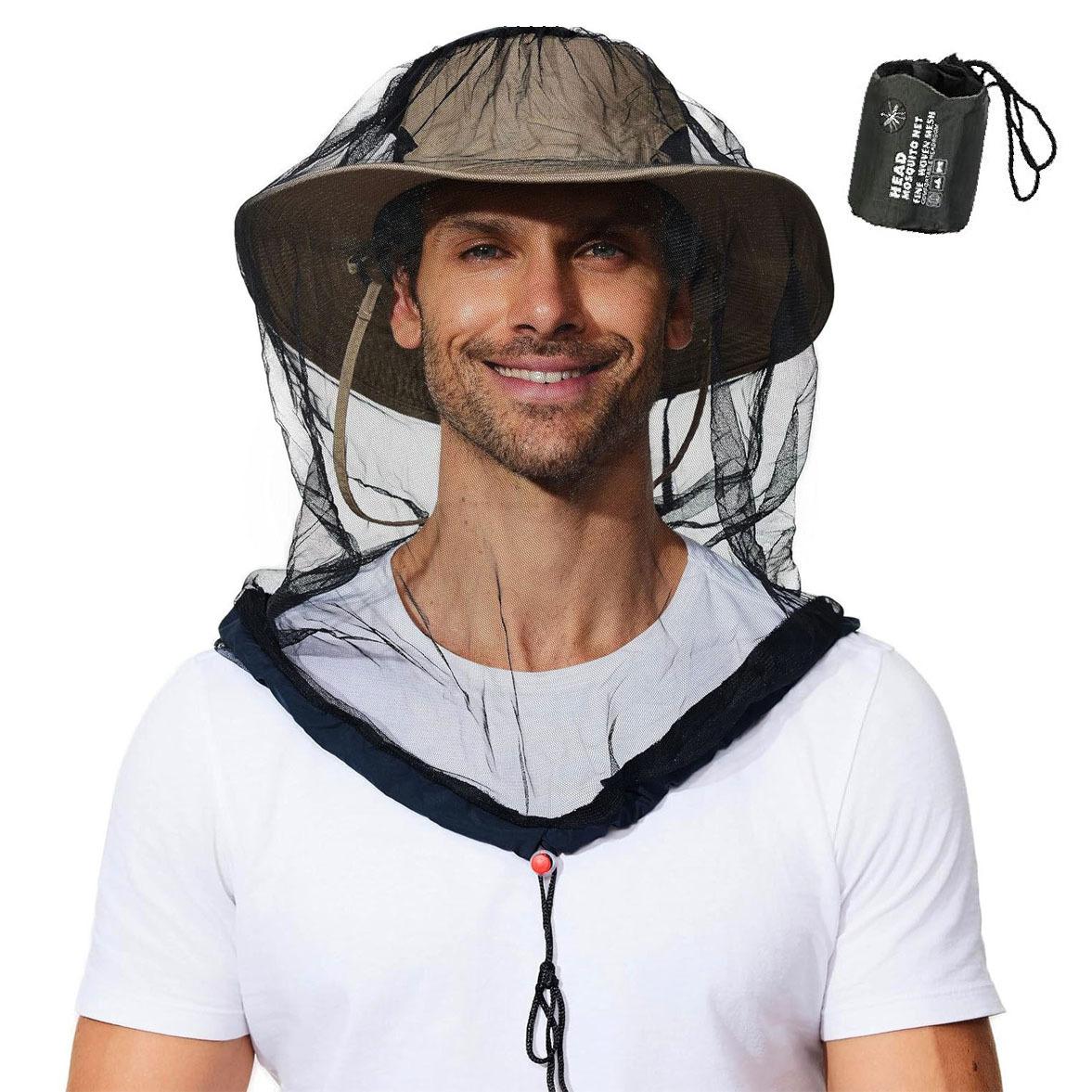 Mosquito Head Net Mesh for Hiking  Outdoors,Bug Face Netting over Hat Adults Gnat Fly Insect Midge Protection 1