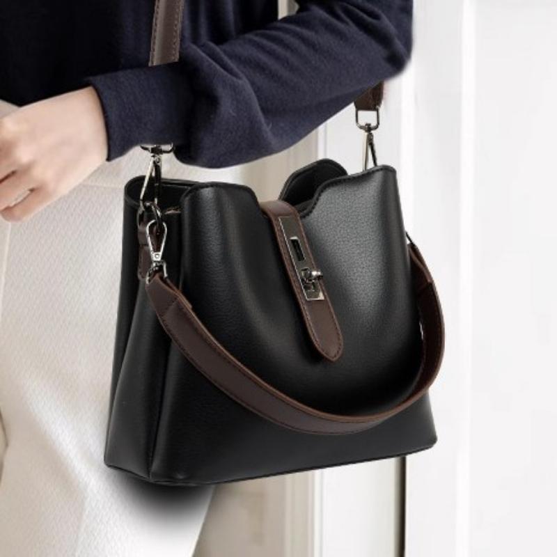 New High-end Retro Multi-layered Large-capacity Bucket Bag for Women, Perfect for Tote, Shoulder, or Crossbody.