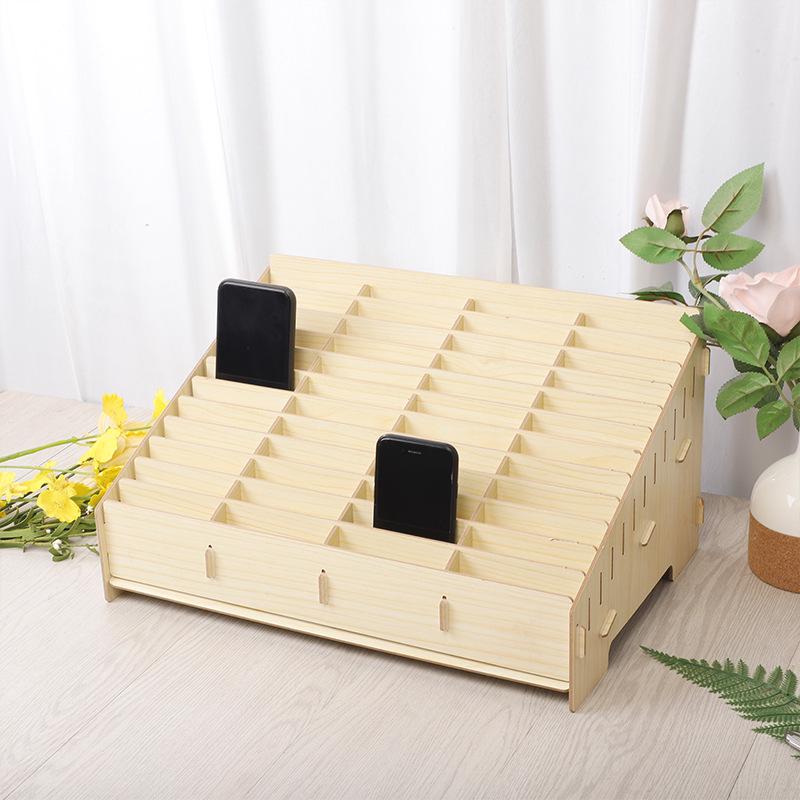 Mobile Phone Accessory Organizer: Classroom & Office Multi-Grid Storage Box with Tempered Film.