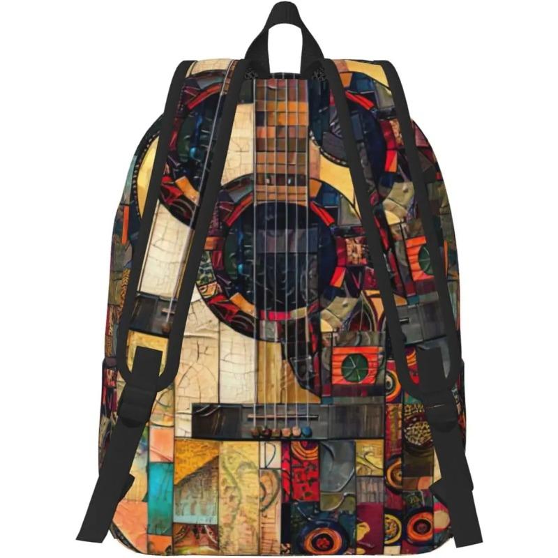 Art Guitar Pattern Print Canvas Backpack Travel Backpack Carry On Backpack Business Work Travel