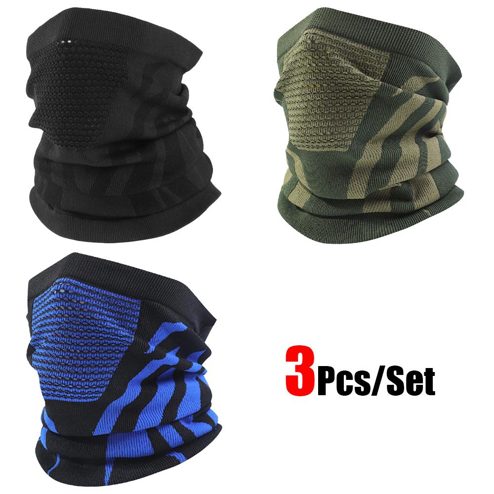 3Pcs/Set Unisex Winter Warm Skiing Mask Elastic Breathable Outdoor Sports Running Fishing Multi-Functional Neck Warmer Headscarf