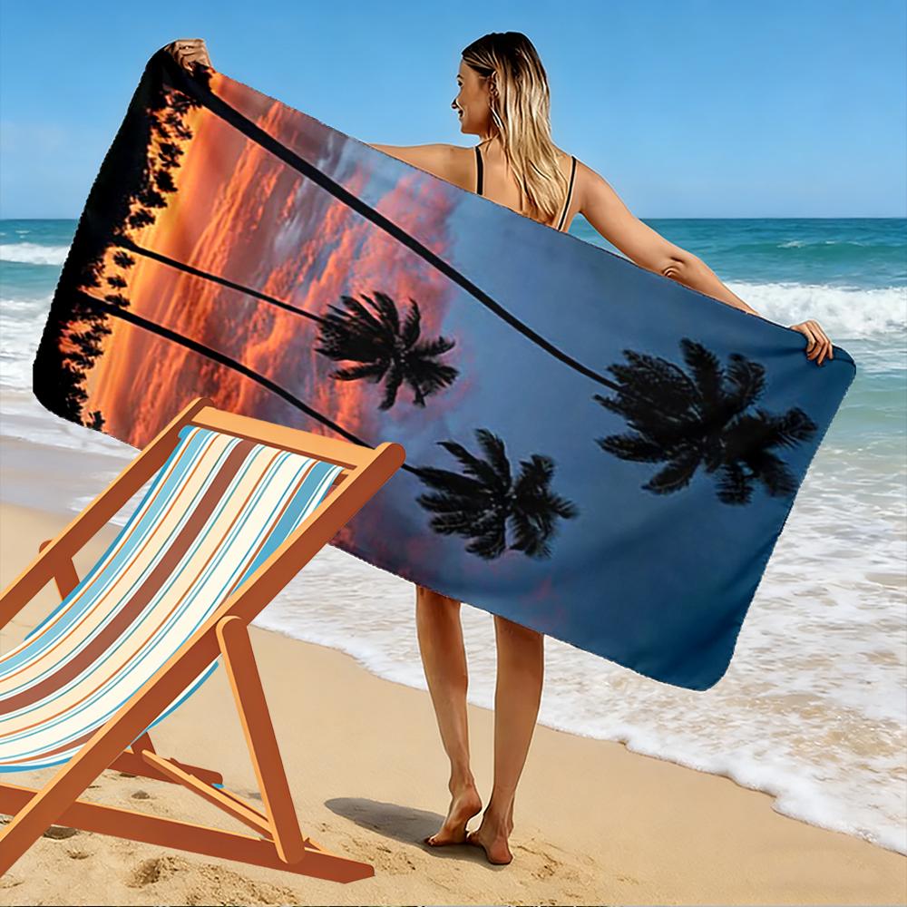 Sunset Palm Trees Tropical Landscape Beach Towel Quick-drying for Travel Outdoor Sports Jogging Beach and Swimming