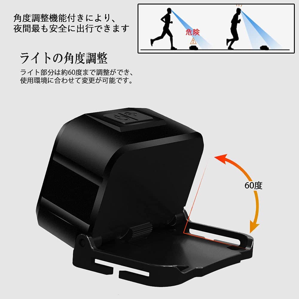Fan Rechargeable LED Headlight High Angle Black E-Auto Sensor-Equipped ALS-MINI60W-BK, Brightness, Narrow/Wide Switchable,