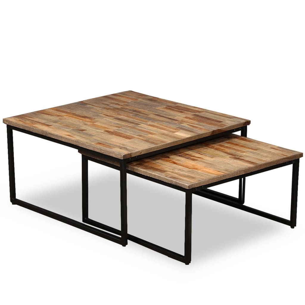 Coffee Table Set 2 Piece Solid Recycled Teak