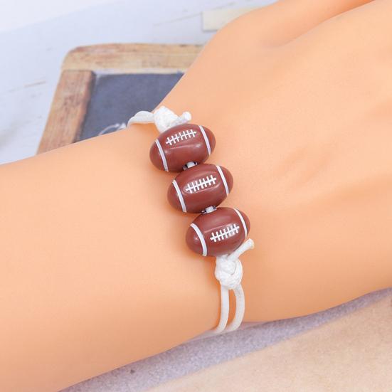 Sports Bracelet Rugby Braided Unisex Adjustable Ball Shape Bracelet Jewellery
