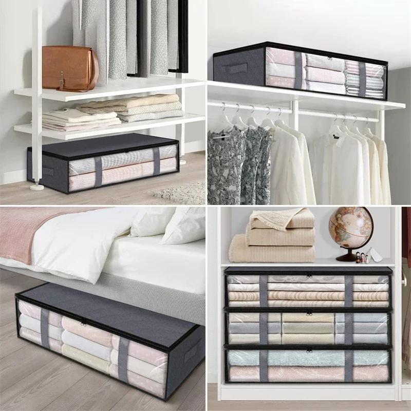 Aufbewahrungstasche unter dem Bett für tragbare faltbare Bettdecken-Taschen Kleiderschrank Kleider Organizer Aufbewahrungsbox Staubdichter Organizer Große Kapazität